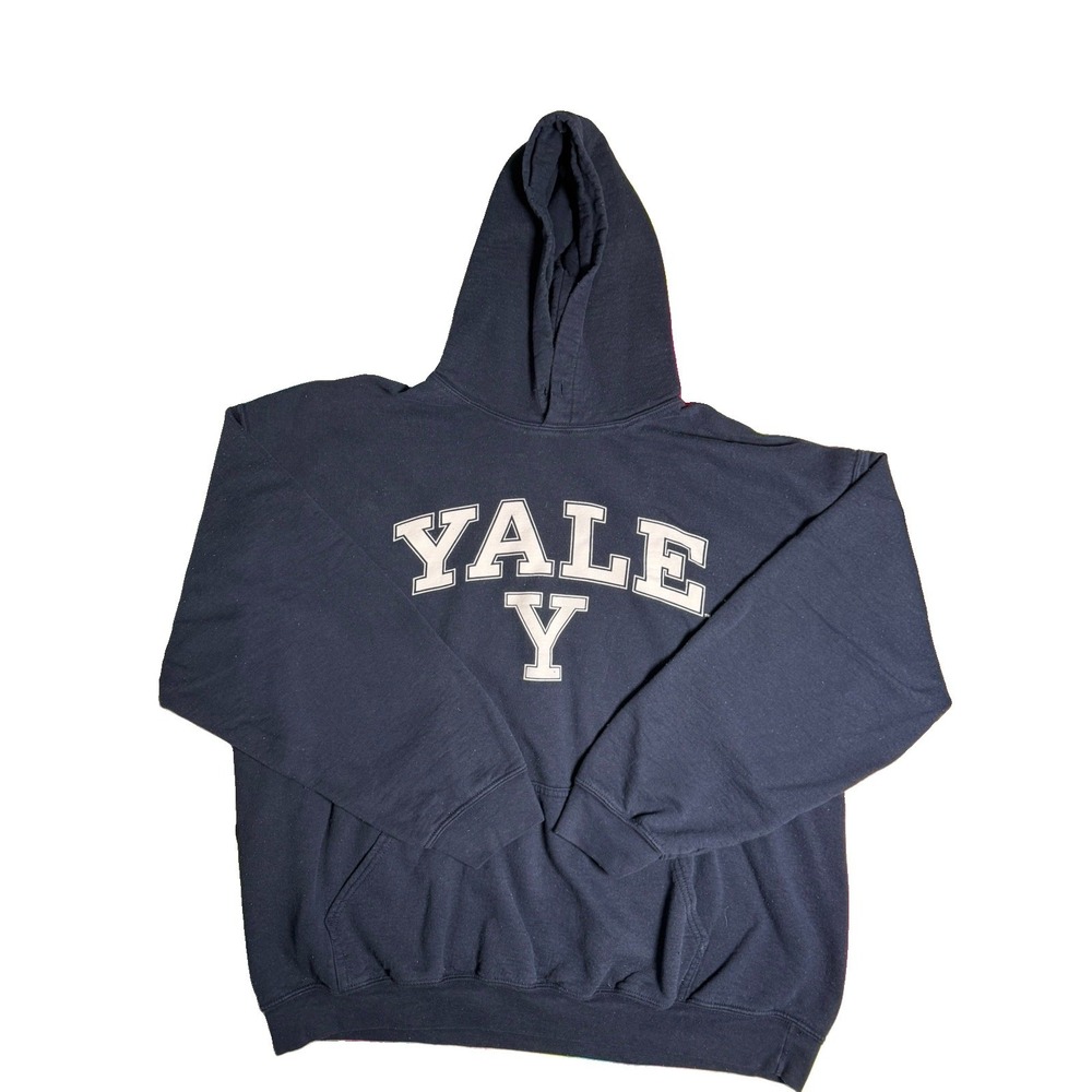 Yale University Hoodie Sweatshirt Size Large Blue w White Gildan XL